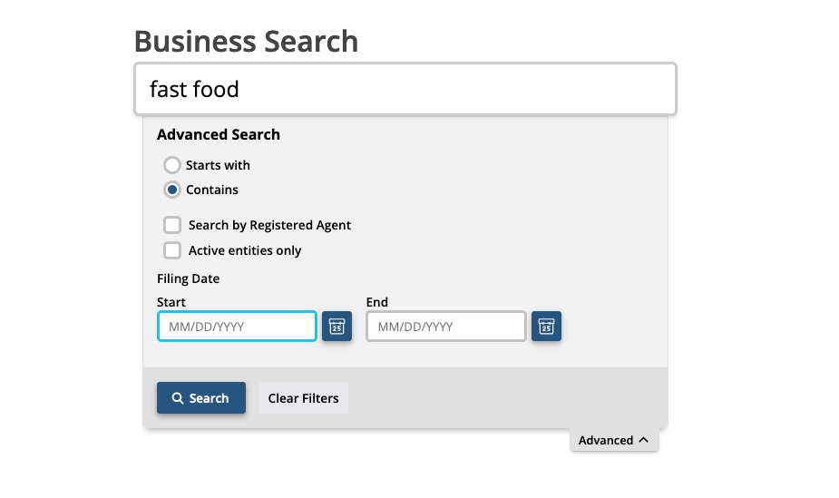 Conduct a Business Search