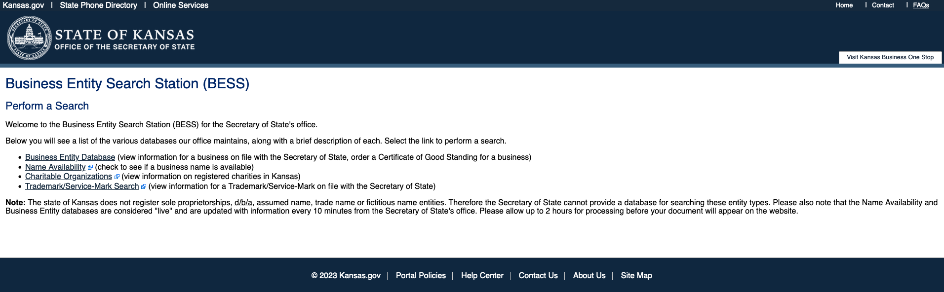 Conducting a Kansas Business Entity Search