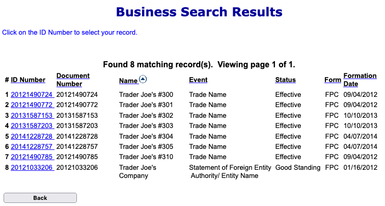 How to Conduct a Colorado Business Entity Search - Step 3 - Select from Possible Matches