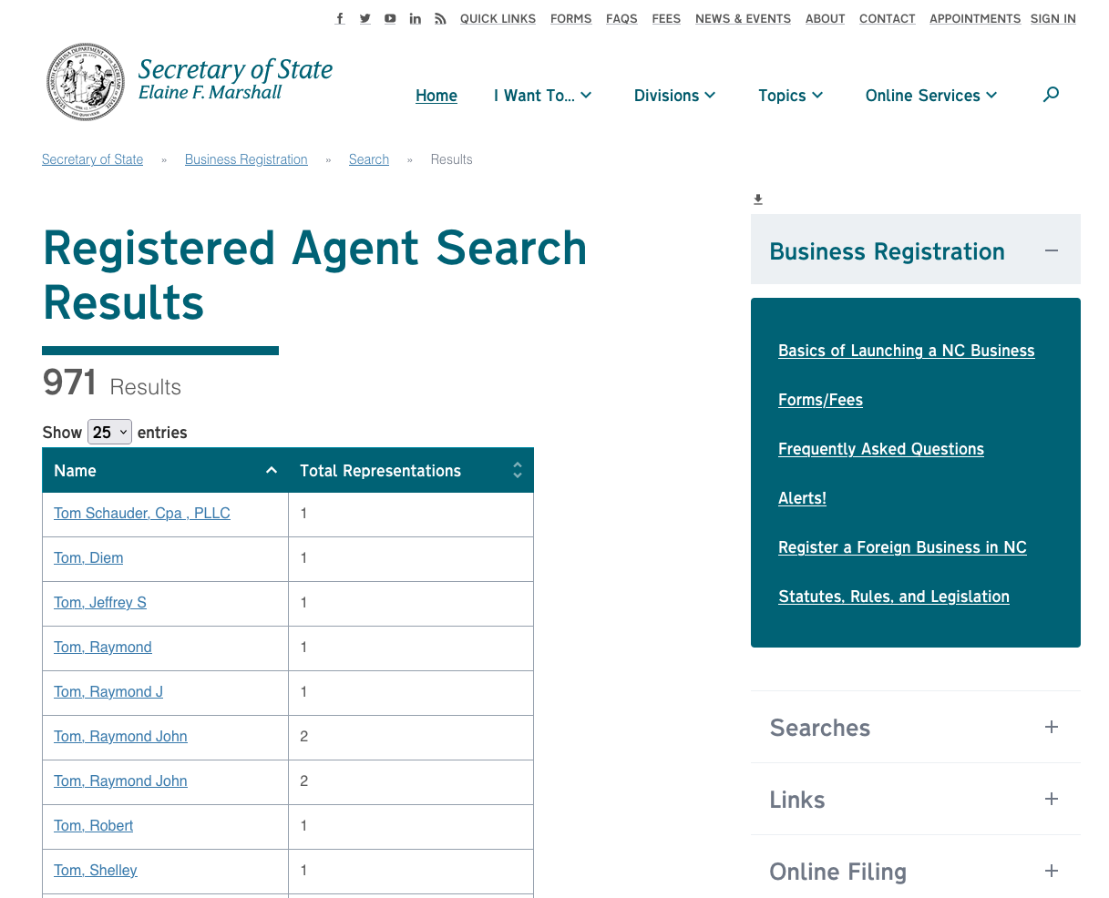 Search by Registered Agent