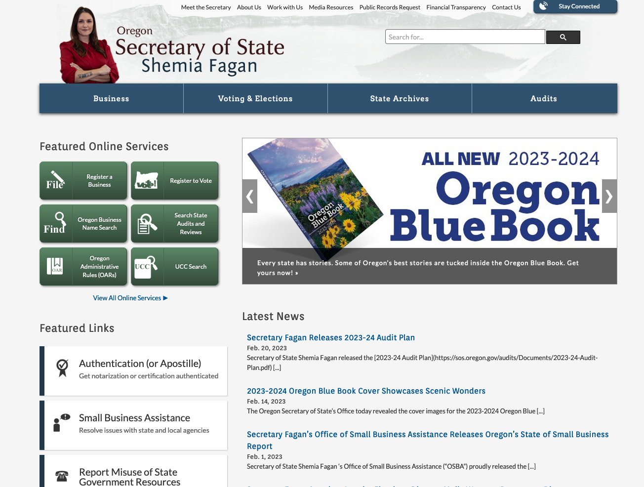Visit the Oregon Secretary of State's Website