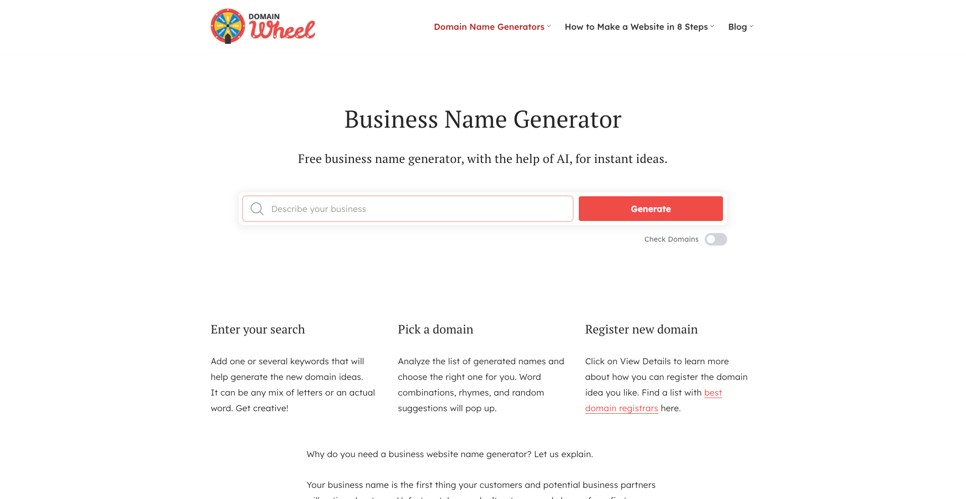 domain wheel business name generator