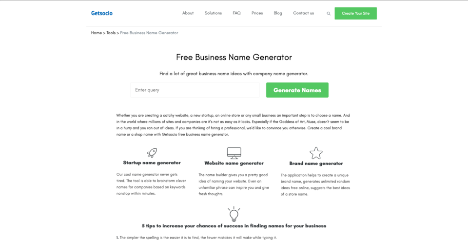 getsocio business name generator