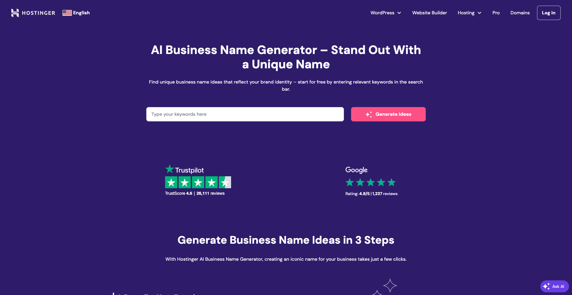 hostinger business name generator